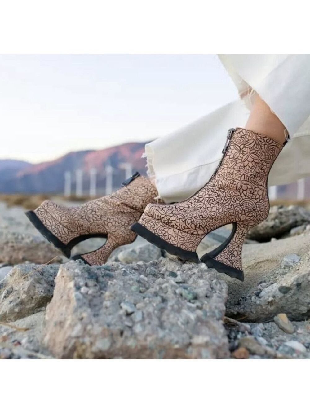 John Fluevog MUNSTER MAX PETUNIA MID-CALF PLATFORM BOOTS Size 9 - Picture 6 of 16
